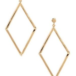 Trina Turk Gold Tone Open Drop Hoop Earrings NWT